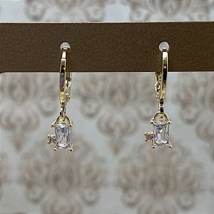 Brinco Renata Cristal Semijoia Ouro