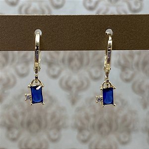 Brinco Renata Safira Semijoia Ouro