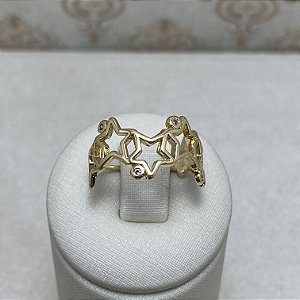 Anel Estrelas Vazadas Semijoia Ouro
