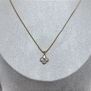 Colar Trevinho Cristal Semijoia Ouro