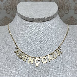Colar Abençoada Semijoia Ouro