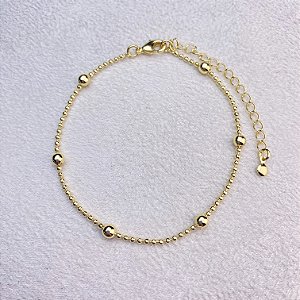Pulseira Bolinhas Diamante Semijoia Ouro