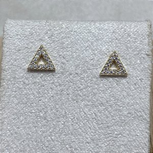 Brinco Triângulo Vazado Semijoia Ouro