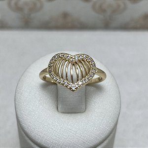 Anel Coração Renda Semijoia Ouro