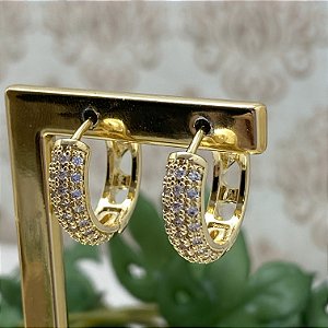 Brinco Argolinha Cravejada 1.5 Semijoia Ouro