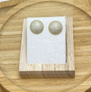 Brinco Botão Cravejado Semijoia Ouro