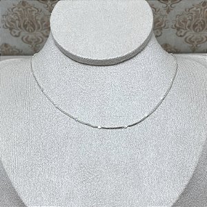 Colar Choker Entremeado Semijoia Prata