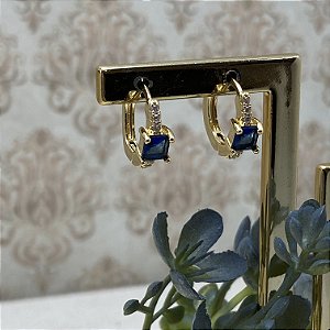 Brinco Argolinha Ágatha Safira Semijoia Ouro