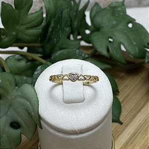 Anel 9 Corações Delicados Semijoia Ouro
