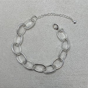 Pulseira Elos Martelados Semijoia Prata