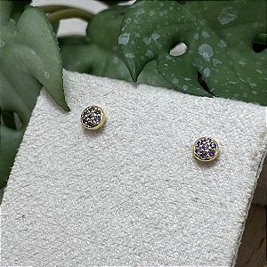 Brinco Xuxinha Ametista Semijoia Ouro