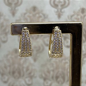 Brinco Argolinha Cravejada Taís Semijoia Ouro