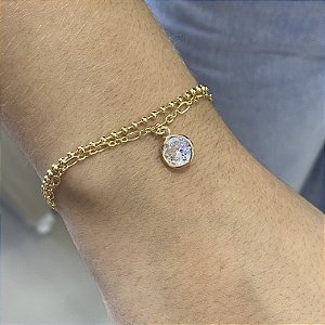 Pulseira Dupla Ponto de Luz Semijoia Ouro