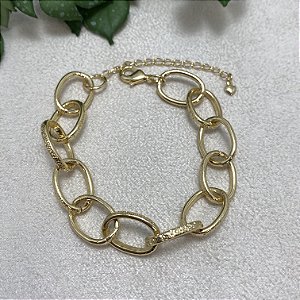 Pulseira Elos Martelados Semijoia Ouro