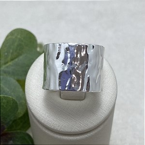 Anel Ajustável Largo Semijoia Prata