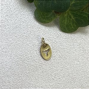 Pingente Placa Pombinha Semijoia Ouro