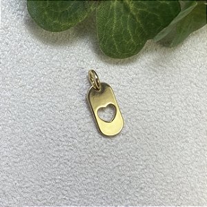 Pingente Placa Coração Semijoia Ouro