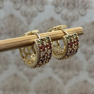 Brinco Argola Colorida Valéria Semijoia Ouro