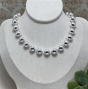 Colar Bolas Semijoia Prata