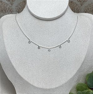 Colar 5 Pontos de Luz Semijoia Prata