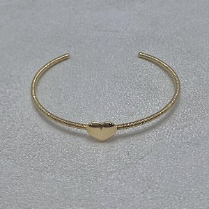 Bracelete Italiano Coração Abaulado Semijoia Ouro