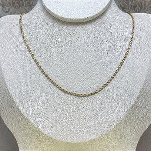 Corrente Baiana Fina 44cm Semijoia Ouro