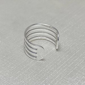 Brinco Falso Piercing 4 Fileiras Lisas Semijoia Prata