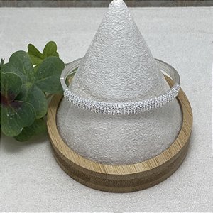 Bracelete Reto Cravejado Semijoia Prata