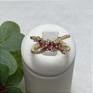 Anel Luma Rubi Semijoia Ouro