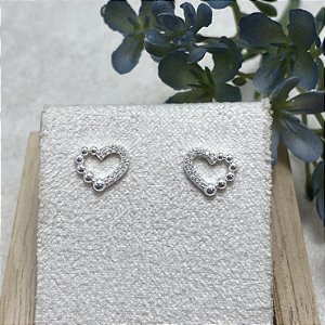 Brinco Coração Misto Semijoia Prata