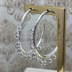 Brinco Argola Pontinhos de Luz Semijoia Prata