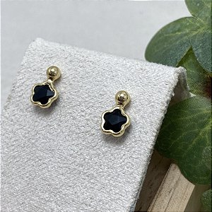 Brinco Trevinho Preto Semijoia Ouro