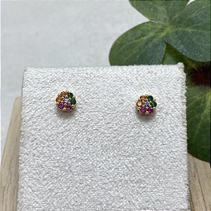 Brinco Pavezinho Colorido Semijoia Ouro