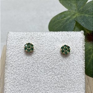 Brinco Pavezinho Esmeralda Semijoia Ouro