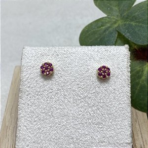 Brinco Pavezinho Rubi Semijoia Ouro