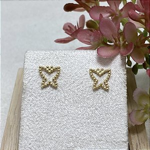 Brinco Borboleta Bolinhas Semijoia Ouro