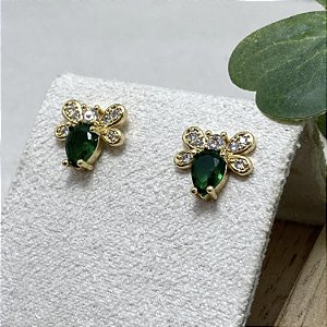 Brinco Abelinha Green Semijoia Ouro