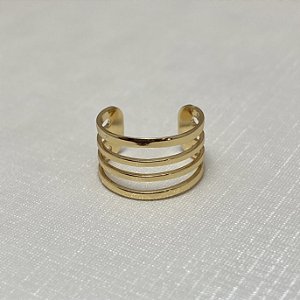 Brinco Falso Piercing 4 Fileiras Lisas Semijoia Ouro