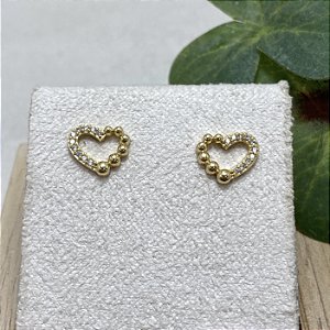 Brinco Coração Misto Semijoia Ouro