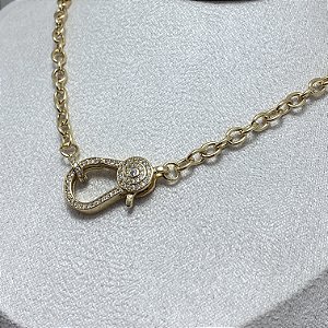 Colar Mosquetão Semijoia Ouro