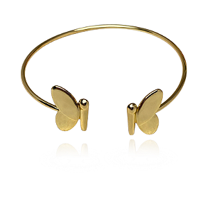Bracelete Borboletas Lisas Semijoia Ouro