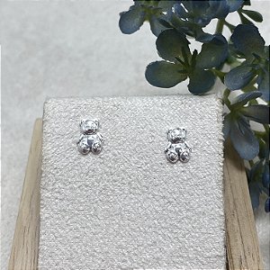 Brinco Infantil Ursinho Semijoia Prata