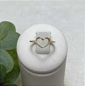 Anel Ajustável Coração Vazado Semijoia Ouro