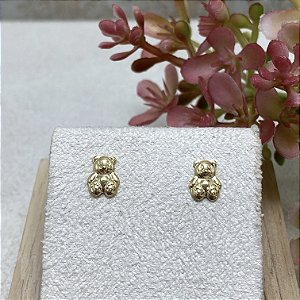 Brinco Infantil Ursinho Semijoia Ouro