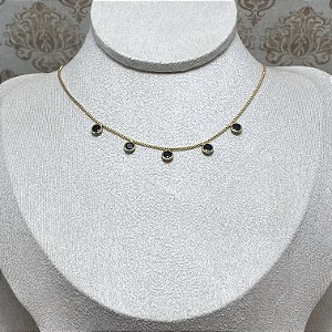 Colar 5 Pontos Black Semijoia Ouro