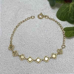 Pulseira Infantil Trevinhos Semijoia Ouro