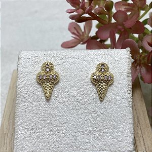 Brinco Infantil Tuti-Fruti Semijoia Ouro