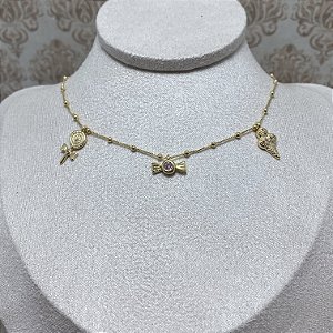 Colar Infantil Tuti-Fruti Semijoia Ouro