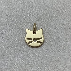 Pingente Gatinho Semijoia Ouro