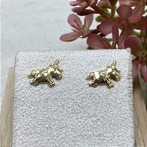 Brinco Unicórnio Semijoia Ouro